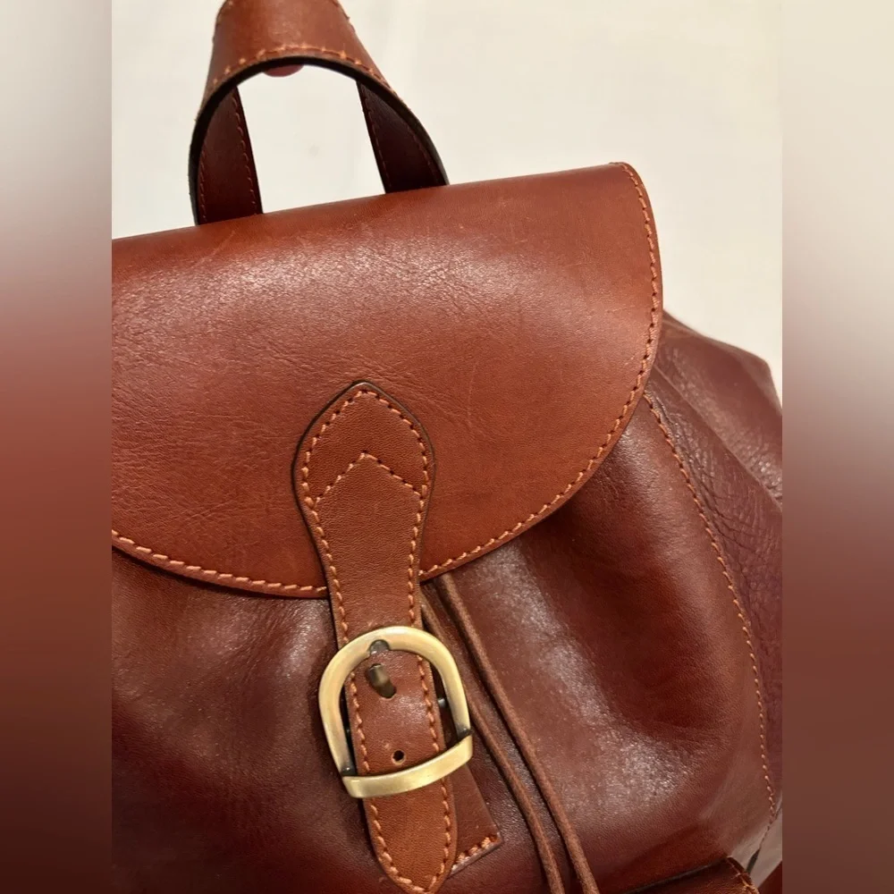 Old Angler Firenze Backpack Leather 3 Pockets Compartment Laptop Backpack